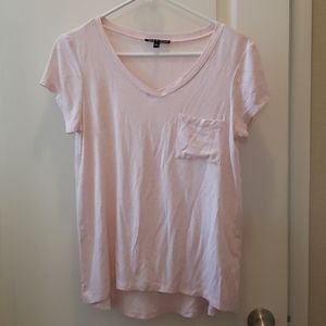 Soft pink v neck pocket shirt